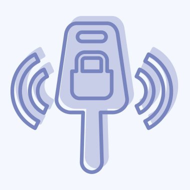 Simge Anahtarı. Otomotiv sembolü. İki ton stili. Basit dizayn edilebilir. Basit resimleme