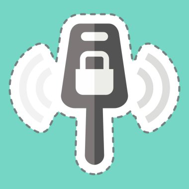 Çıkartma çizgisi Key 'i kesti. Otomotiv sembolü. Basit dizayn edilebilir. Basit resimleme