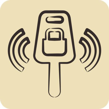 Simge Anahtarı. Otomotiv sembolü. El çizimi tarzı. Basit dizayn edilebilir. Basit resimleme