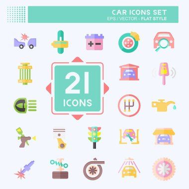 Simge Ayarlı Araba. Otomotiv sembolü. Düz stil. Basit dizayn edilebilir. Basit resimleme