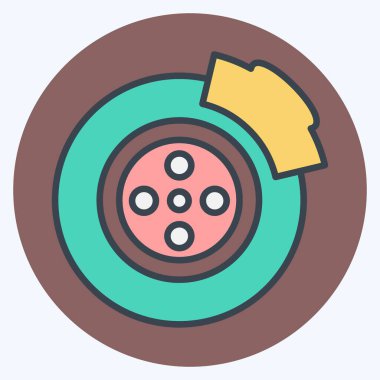 Simge freni. Otomotiv sembolü. renk arkadaşı stili. Basit dizayn edilebilir. Basit resimleme