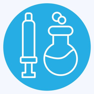 Simgesel Kimyasal Şırıngalar. Biyokimya sembolüyle ilgili. Mavi gözlü. Basit dizayn edilebilir. Basit resimleme