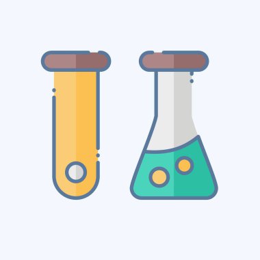 Simge Test Tüpü. Biyokimya sembolüyle ilgili. Karalama stili. Basit dizayn edilebilir. Basit resimleme