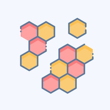 Simge moleküler. Biyokimya sembolüyle ilgili. Karalama stili. Basit dizayn edilebilir. Basit resimleme