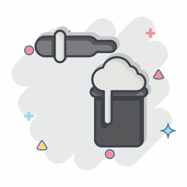 Simgesel Kimyasal Reaksiyon. Biyokimya sembolüyle ilgili. Çizgi roman. Basit dizayn edilebilir. Basit resimleme