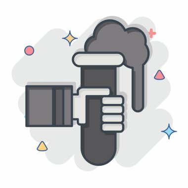 Simge Biyokimyasal Araştırması. Biyokimya sembolüyle ilgili. Çizgi roman. Basit dizayn edilebilir. Basit resimleme