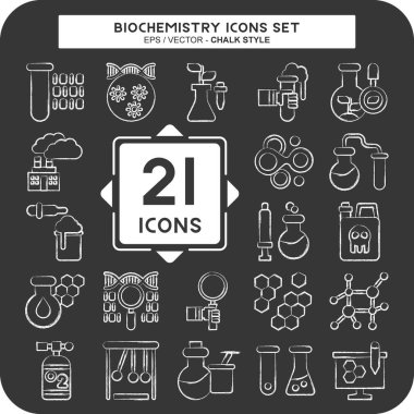 Simge Tanımlama Biyokimyası. Kimya sembolüyle ilgili. Tebeşir stili. Basit dizayn edilebilir. Basit resimleme