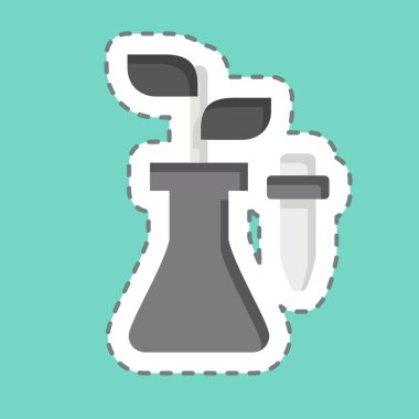 Etiket çizgisi Bio Technology 'yi kesti. Biyokimya sembolüyle ilgili. Basit dizayn edilebilir. Basit resimleme