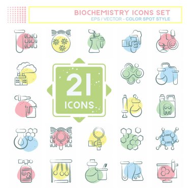 Simge Tanımlama Biyokimyası. Kimya sembolüyle ilgili. Renkli Leke Biçimi. Basit dizayn edilebilir. Basit resimleme