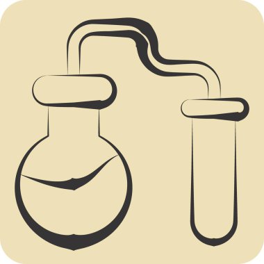 Simgesel Kimyasal Deneyler. Biyokimya sembolüyle ilgili. El çizimi tarzı. Basit dizayn edilebilir. Basit resimleme