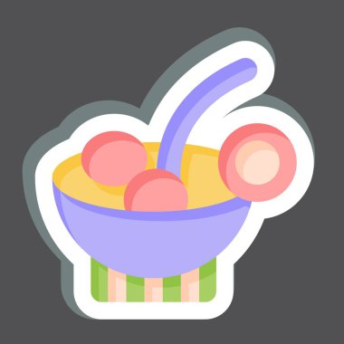 Etiketli Kokteyl Çorbası. Kahvaltı sembolüyle ilgili. Basit dizayn edilebilir. Basit resimleme