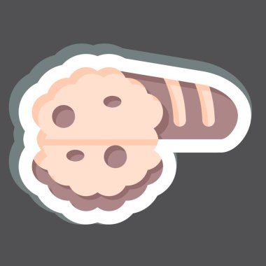 Çıkartmalı ekmek. Kahvaltı sembolüyle ilgili. Basit dizayn edilebilir. Basit resimleme