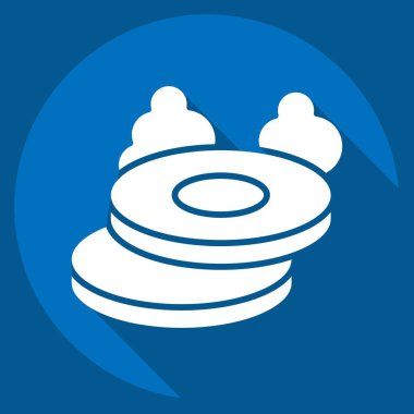 İkon Biftek. Kahvaltı sembolüyle ilgili. Uzun gölge tarzı. Basit dizayn edilebilir. Basit resimleme