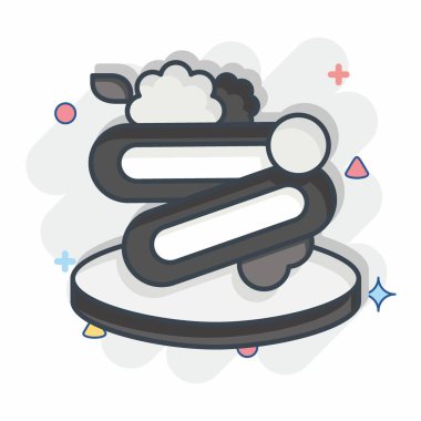 Icon Spagetti. Kahvaltı sembolüyle ilgili. Çizgi roman. Basit dizayn edilebilir. Basit resimleme