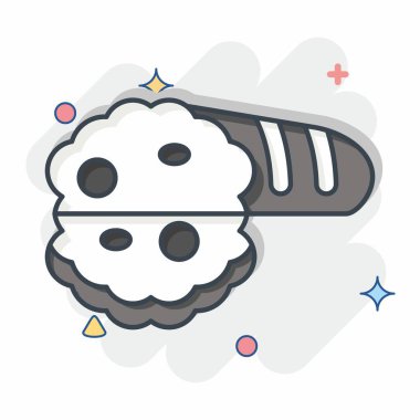 Simge Ekmek. Kahvaltı sembolüyle ilgili. Çizgi roman. Basit dizayn edilebilir. Basit resimleme