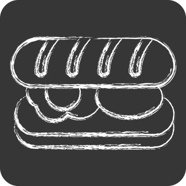 Simge Denizaltı Roll. Kahvaltı sembolüyle ilgili. Tebeşir stili. Basit dizayn edilebilir. Basit resimleme