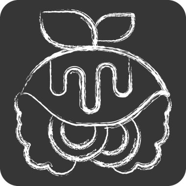 Simge omleti. Kahvaltı sembolüyle ilgili. Tebeşir stili. Basit dizayn edilebilir. Basit resimleme