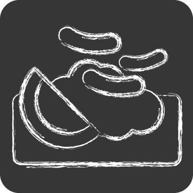 İkon makarna. Kahvaltı sembolüyle ilgili. Tebeşir stili. Basit dizayn edilebilir. Basit resimleme