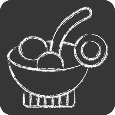 Simge Kokteyl Çorbası. Kahvaltı sembolüyle ilgili. Tebeşir stili. Basit dizayn edilebilir. Basit resimleme