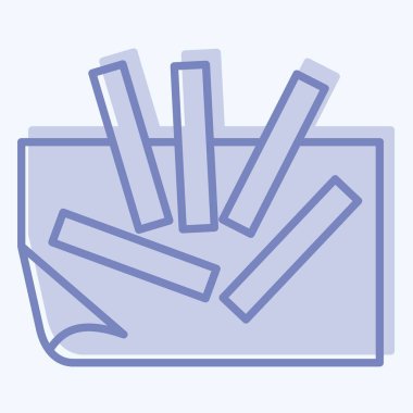 Icon patates kızartması. Kahvaltı sembolüyle ilgili. İki ton stili. Basit dizayn edilebilir. Basit resimleme