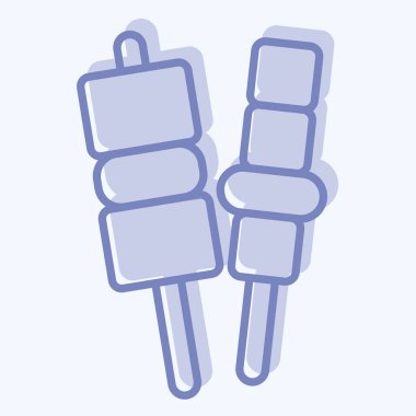 İkon Barbeküsü. Kahvaltı sembolüyle ilgili. İki ton stili. Basit dizayn edilebilir. Basit resimleme