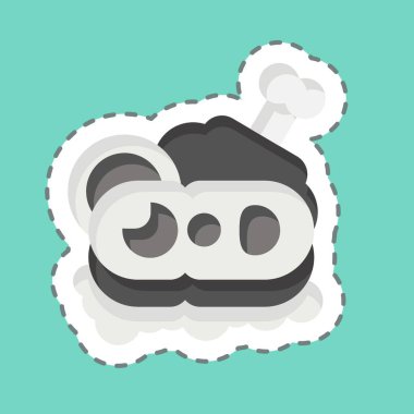 Çıkartma çizgisi Ham 'i kesti. Kahvaltı sembolüyle ilgili. Basit dizayn edilebilir. Basit resimleme