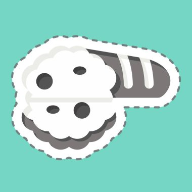 Çıkartma çizgisi ekmekleri kesti. Kahvaltı sembolüyle ilgili. Basit dizayn edilebilir. Basit resimleme