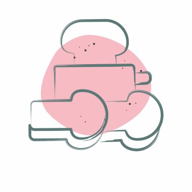 Simge tostu. Kahvaltı sembolüyle ilgili. Renkli Leke Biçimi. Basit dizayn edilebilir. Basit resimleme