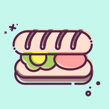 Simge Denizaltı Roll. Kahvaltı sembolüyle ilgili. MBE tarzı. Basit dizayn edilebilir. Basit resimleme