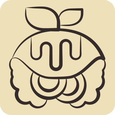 Simge omleti. Kahvaltı sembolüyle ilgili. El çizimi tarzı. Basit dizayn edilebilir. Basit resimleme