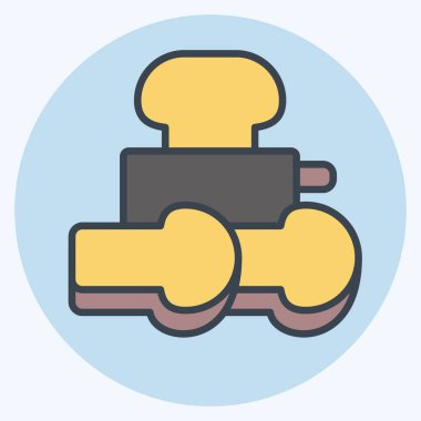 Simge tostu. Kahvaltı sembolüyle ilgili. renk arkadaşı stili. Basit dizayn edilebilir. Basit resimleme