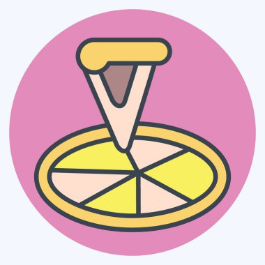 Simgesel Pizza. Kahvaltı sembolüyle ilgili. renk arkadaşı stili. Basit dizayn edilebilir. Basit resimleme