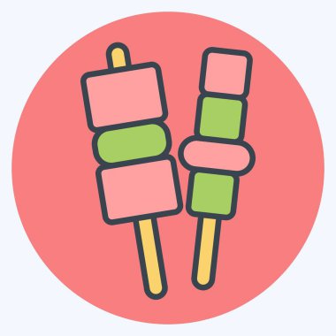 İkon Barbeküsü. Kahvaltı sembolüyle ilgili. renk arkadaşı stili. Basit dizayn edilebilir. Basit resimleme