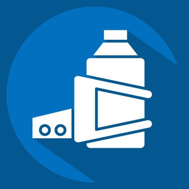 Bisiklet sembolüyle ilgili ikon kafes tutucu. Uzun gölge tarzı. Basit dizayn edilebilir. Basit resimleme