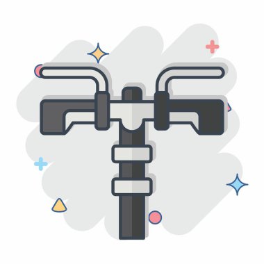 Bisiklet sembolüyle ilgili simge tutuşu. Çizgi roman. Basit dizayn edilebilir. Basit resimleme