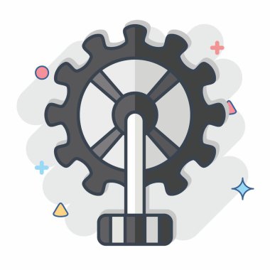 Bisiklet sembolüyle ilgili ikon dişli tekerlek. Çizgi roman. Basit dizayn edilebilir. Basit resimleme