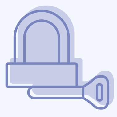 Bisiklet sembolüyle ilgili ikon asma kilit. İki ton stili. Basit dizayn edilebilir. Basit resimleme