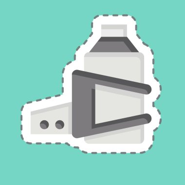 Bisiklet sembolüyle ilişkili şişe kafesi tutucusu etiketi. Basit dizayn edilebilir. Basit resimleme