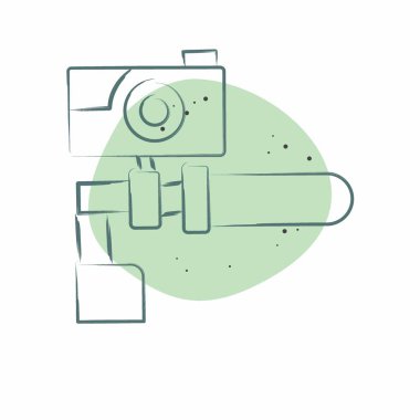 Bisiklet sembolüyle ilgili simge kamerası. Renkli Leke Biçimi. Basit dizayn edilebilir. Basit resimleme