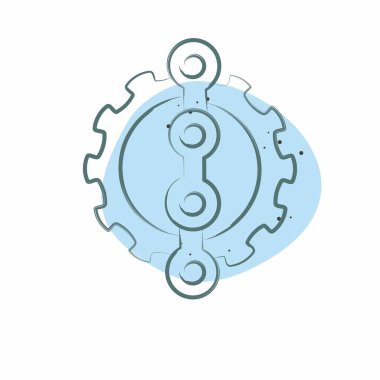 Bisiklet sembolüyle ilgili simge zinciri. Renkli Leke Biçimi. Basit dizayn edilebilir. Basit resimleme