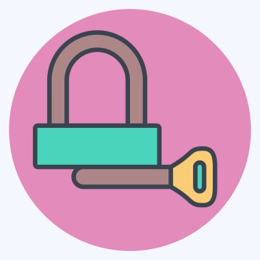 Bisiklet sembolüyle ilgili ikon asma kilit. renk arkadaşı stili. Basit dizayn edilebilir. Basit resimleme