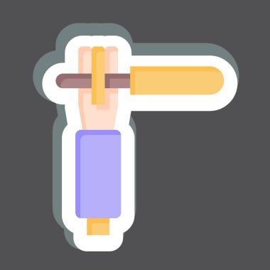 Etiket Elektro Tutucu. Kaynak aletleri sembolüyle ilgili. Basit dizayn edilebilir. Basit resimleme