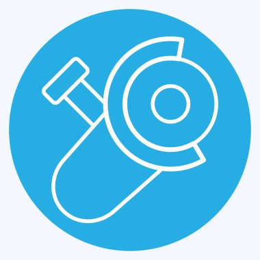 Simge Öğütücü. Kaynak aletleri sembolüyle ilgili. Mavi gözlü. Basit dizayn edilebilir. Basit resimleme