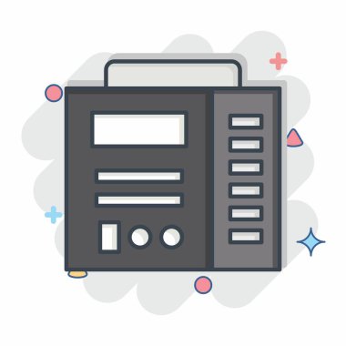 Simge Kaynak Makinesi. Kaynak aletleri sembolüyle ilgili. Çizgi roman. Basit dizayn edilebilir. Basit resimleme