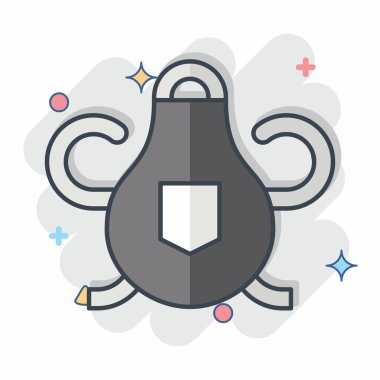 Simge Koruyucu Önlük. Kaynak aletleri sembolüyle ilgili. Çizgi roman. Basit dizayn edilebilir. Basit resimleme