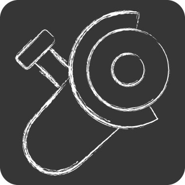 Simge Öğütücü. Kaynak aletleri sembolüyle ilgili. Tebeşir stili. Basit dizayn edilebilir. Basit resimleme