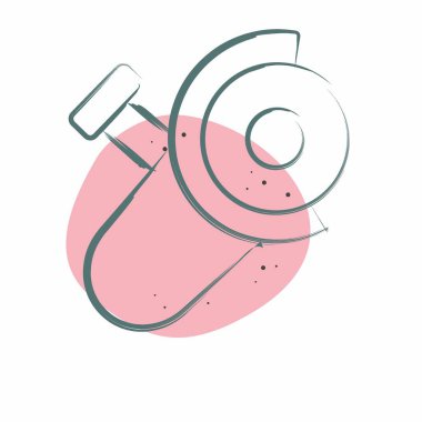 Simge Öğütücü. Kaynak aletleri sembolüyle ilgili. Renkli Leke Biçimi. Basit dizayn edilebilir. Basit resimleme