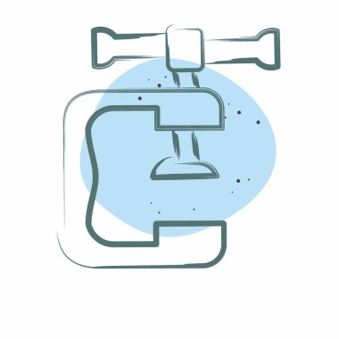 Simge kıskacı. Kaynak aletleri sembolüyle ilgili. Renkli Leke Biçimi. Basit dizayn edilebilir. Basit resimleme