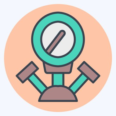 Simge Manometresi. Kaynak aletleri sembolüyle ilgili. renk arkadaşı stili. Basit dizayn edilebilir. Basit resimleme