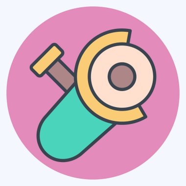 Simge Öğütücü. Kaynak aletleri sembolüyle ilgili. renk arkadaşı stili. Basit dizayn edilebilir. Basit resimleme